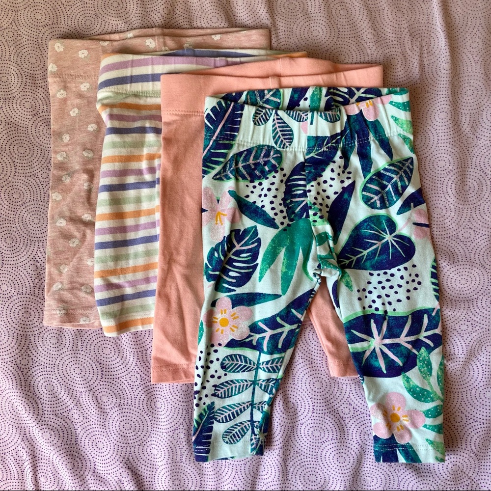Dip organic cotton knit baby girl set of 4 leggings capris 3-6 months